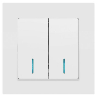 Выключатель 2-кл. СП Accent 6-105-01М 10А IP20 250В с подсветкой AL/CU бел. матов. Intro Б0063507 ТехноИмпульс