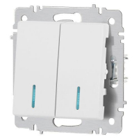 Выключатель 2-кл. СП Accent 6-105-01М 10А IP20 250В с подсветкой AL/CU бел. матов. Intro Б0063507 ТехноИмпульс