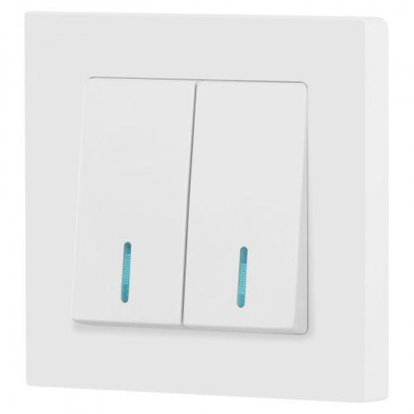 Выключатель 2-кл. СП Accent 6-105-01М 10А IP20 250В с подсветкой AL/CU бел. матов. Intro Б0063507 ТехноИмпульс