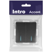 Выключатель 2-кл. СП Accent 6-105-05 10А IP20 250В с подсветкой AL/CU антрацит Intro Б0063516 ТехноИмпульс