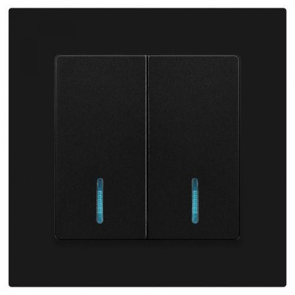 Выключатель 2-кл. СП Accent 6-105-05 10А IP20 250В с подсветкой AL/CU антрацит Intro Б0063516 ТехноИмпульс