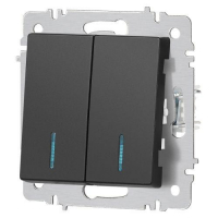 Выключатель 2-кл. СП Accent 6-105-05 10А IP20 250В с подсветкой AL/CU антрацит Intro Б0063516 ТехноИмпульс
