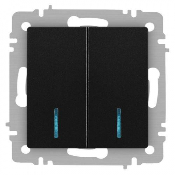 Выключатель 2-кл. СП Accent 6-105-05 10А IP20 250В с подсветкой AL/CU антрацит Intro Б0063516 ТехноИмпульс