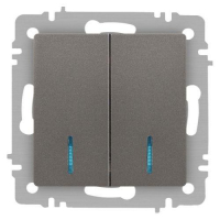 Выключатель 2-кл. СП Accent 6-105-09 10А IP20 250В с подсветкой AL/CU титан Intro Б0063525 ТехноИмпульс