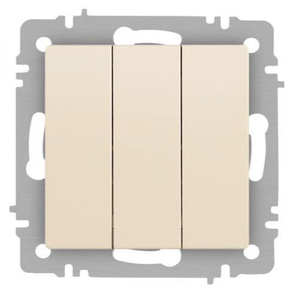 Выключатель 3-кл. СП Accent 6-106-02 10А IP20 250В AL/CU сл.кость Intro Б0063534 ТехноИмпульс