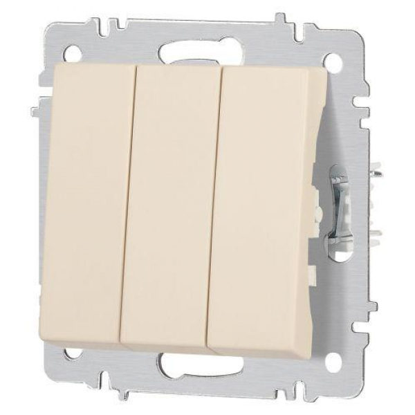 Выключатель 3-кл. СП Accent 6-106-02 10А IP20 250В AL/CU сл.кость Intro Б0063534 ТехноИмпульс