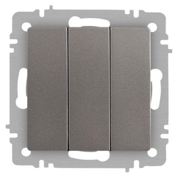 Выключатель 3-кл. СП Accent 6-106-09 10А IP20 250В AL/CU титан Intro Б0063549 ТехноИмпульс