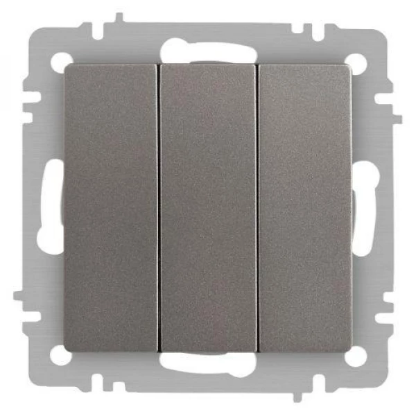 Выключатель 3-кл. СП Accent 6-106-09 10А IP20 250В AL/CU титан Intro Б0063549 ТехноИмпульс