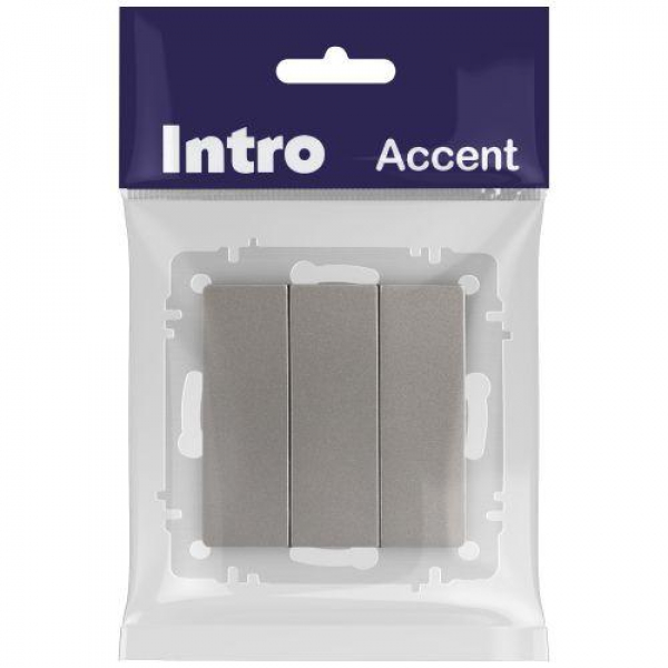 Выключатель 3-кл. СП Accent 6-106-09 10А IP20 250В AL/CU титан Intro Б0063549 ТехноИмпульс