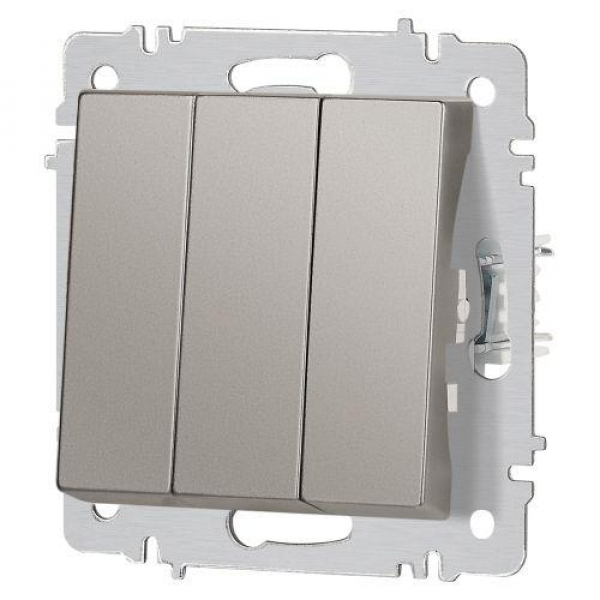 Выключатель 3-кл. СП Accent 6-106-09 10А IP20 250В AL/CU титан Intro Б0063549 ТехноИмпульс