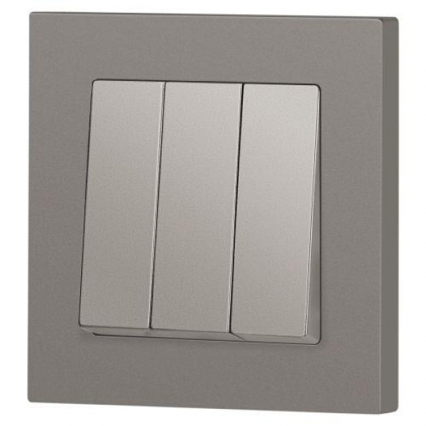 Выключатель 3-кл. СП Accent 6-106-09 10А IP20 250В AL/CU титан Intro Б0063549 ТехноИмпульс