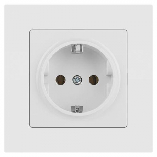 Розетка 1-м СП Accent 6-202-01М 16А IP20 250В 2P+E Schuko бел. матов. Intro Б0063681 ТехноИмпульс