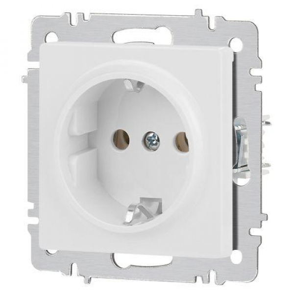 Розетка 1-м СП Accent 6-202-01М 16А IP20 250В 2P+E Schuko бел. матов. Intro Б0063681 ТехноИмпульс