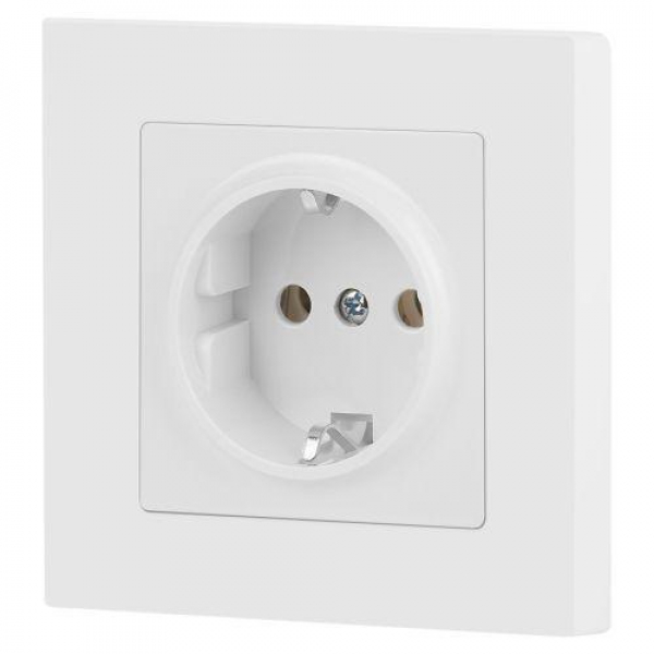 Розетка 1-м СП Accent 6-202-01М 16А IP20 250В 2P+E Schuko бел. матов. Intro Б0063681 ТехноИмпульс