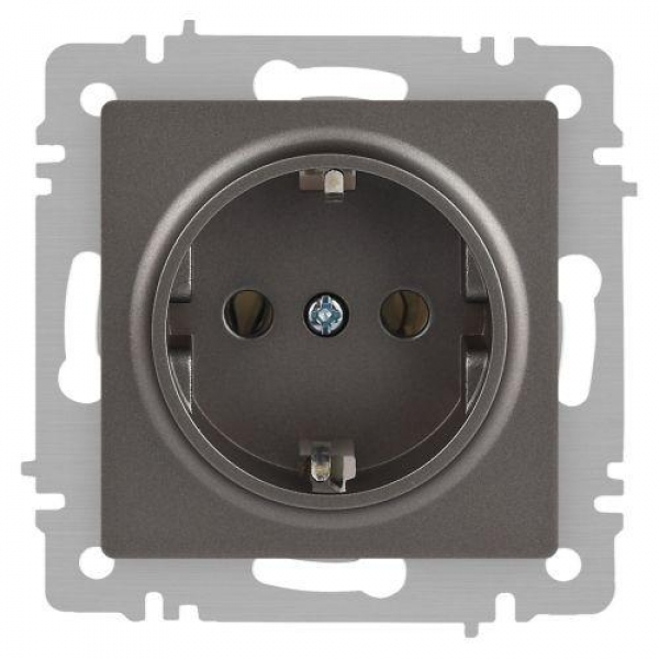 Розетка 1-м СП Accent 6-202-09 16А IP20 250В 2P+E Schuko титан Intro Б0063701 ТехноИмпульс