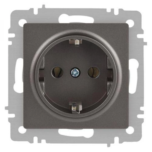 Розетка 1-м СП Accent 6-202-09 16А IP20 250В 2P+E Schuko титан Intro Б0063701 ТехноИмпульс