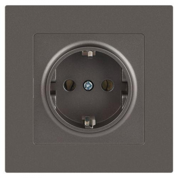 Розетка 1-м СП Accent 6-202-09 16А IP20 250В 2P+E Schuko титан Intro Б0063701 ТехноИмпульс