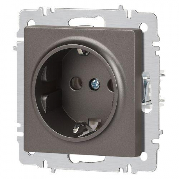 Розетка 1-м СП Accent 6-202-09 16А IP20 250В 2P+E Schuko титан Intro Б0063701 ТехноИмпульс