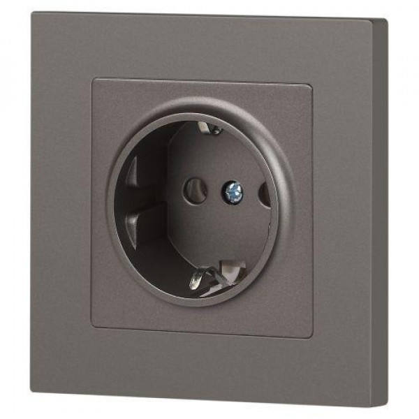 Розетка 1-м СП Accent 6-202-09 16А IP20 250В 2P+E Schuko титан Intro Б0063701 ТехноИмпульс