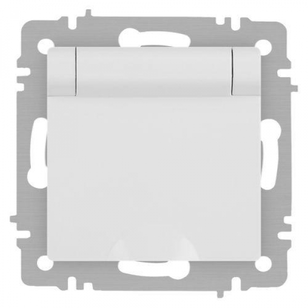 Розетка 1-м СП Accent 6-203-01М 16А IP20 250В 2P+E Schuko с крышкой бел. матов. Intro Б0063713 ТехноИмпульс