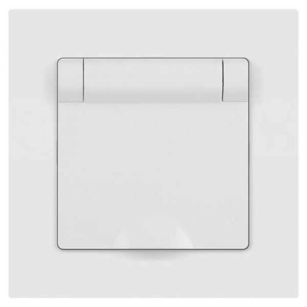 Розетка 1-м СП Accent 6-203-01М 16А IP20 250В 2P+E Schuko с крышкой бел. матов. Intro Б0063713 ТехноИмпульс