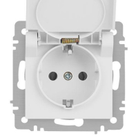 Розетка 1-м СП Accent 6-203-01М 16А IP20 250В 2P+E Schuko с крышкой бел. матов. Intro Б0063713 ТехноИмпульс