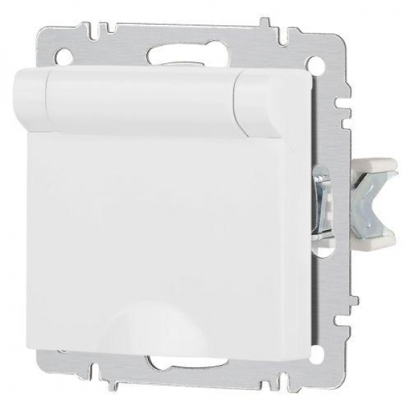 Розетка 1-м СП Accent 6-203-01М 16А IP20 250В 2P+E Schuko с крышкой бел. матов. Intro Б0063713 ТехноИмпульс