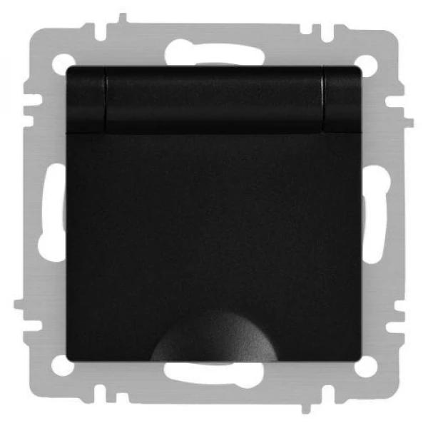 Розетка 1-м СП Accent 6-203-05 16А IP20 250В 2P+E Schuko с крышкой антрацит Intro Б0063747 ТехноИмпульс