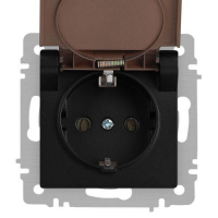Розетка 1-м СП Accent 6-203-05 16А IP20 250В 2P+E Schuko с крышкой антрацит Intro Б0063747 ТехноИмпульс
