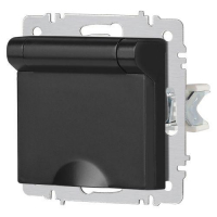 Розетка 1-м СП Accent 6-203-05 16А IP20 250В 2P+E Schuko с крышкой антрацит Intro Б0063747 ТехноИмпульс