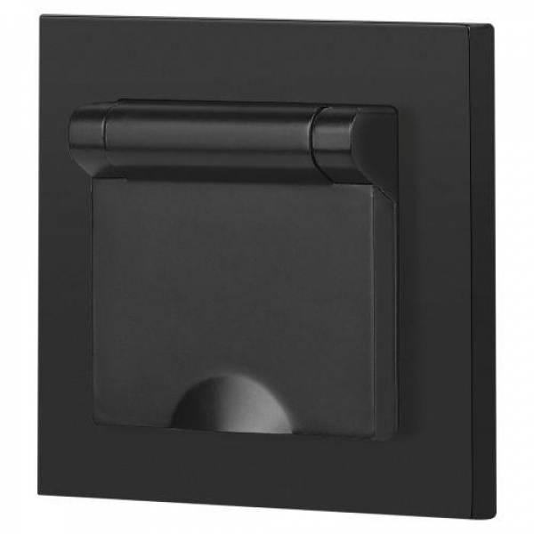 Розетка 1-м СП Accent 6-203-05 16А IP20 250В 2P+E Schuko с крышкой антрацит Intro Б0063747 ТехноИмпульс