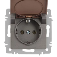 Розетка 1-м СП Accent 6-203-09 16А IP20 250В 2P+E Schuko с крышкой AL/CU титан Intro Б0063471 ТехноИмпульс