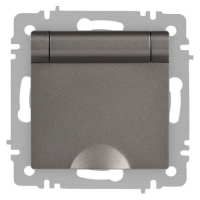 Розетка 1-м СП Accent 6-203-09 16А IP20 250В 2P+E Schuko с крышкой AL/CU титан Intro Б0063471 ТехноИмпульс