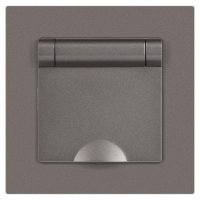 Розетка 1-м СП Accent 6-203-09 16А IP20 250В 2P+E Schuko с крышкой AL/CU титан Intro Б0063471 ТехноИмпульс