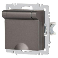 Розетка 1-м СП Accent 6-203-09 16А IP20 250В 2P+E Schuko с крышкой AL/CU титан Intro Б0063471 ТехноИмпульс
