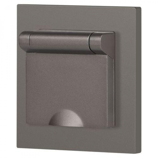 Розетка 1-м СП Accent 6-203-09 16А IP20 250В 2P+E Schuko с крышкой AL/CU титан Intro Б0063471 ТехноИмпульс