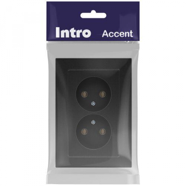 Розетка 2-м СП Accent 6-204-05 16А IP20 250В 2P AL/CU антрацит Intro Б0063465 ТехноИмпульс