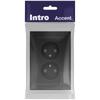 Розетка 2-м СП Accent 6-204-05 16А IP20 250В 2P AL/CU антрацит Intro Б0063465 ТехноИмпульс