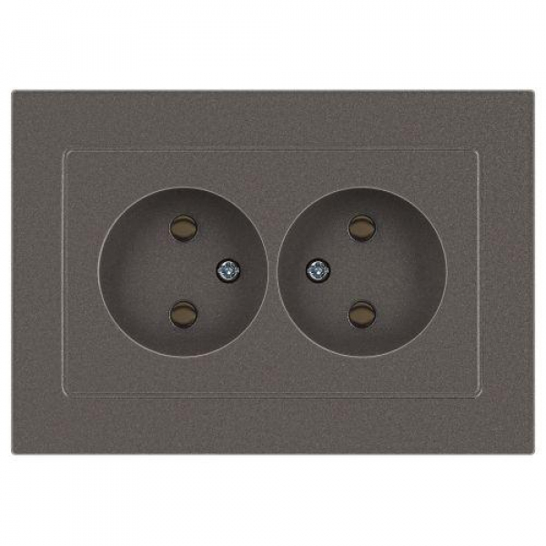 Розетка 2-м СП Accent 6-204-09 16А IP20 250В 2P AL/CU титан Intro Б0063433 ТехноИмпульс