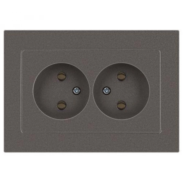 Розетка 2-м СП Accent 6-204-09 16А IP20 250В 2P AL/CU титан Intro Б0063433 ТехноИмпульс