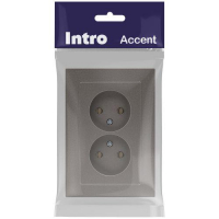 Розетка 2-м СП Accent 6-204-09 16А IP20 250В 2P AL/CU титан Intro Б0063433 ТехноИмпульс