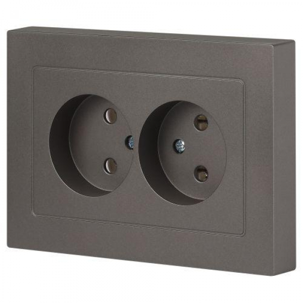 Розетка 2-м СП Accent 6-204-09 16А IP20 250В 2P AL/CU титан Intro Б0063433 ТехноИмпульс