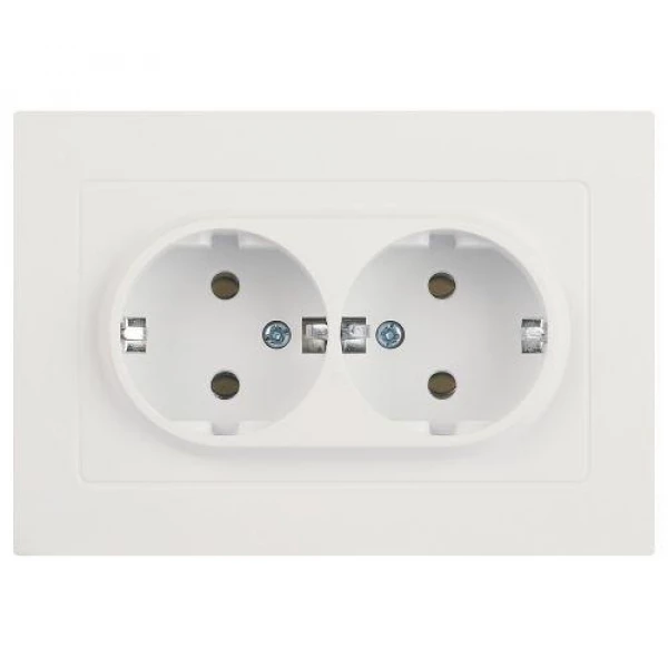 Розетка 2-м СП Accent 6-205-01М 16А IP20 250В 2P+E Schuko AL/CU бел. матов. Intro Б0063487 ТехноИмпульс