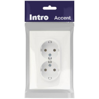 Розетка 2-м СП Accent 6-205-01М 16А IP20 250В 2P+E Schuko AL/CU бел. матов. Intro Б0063487 ТехноИмпульс