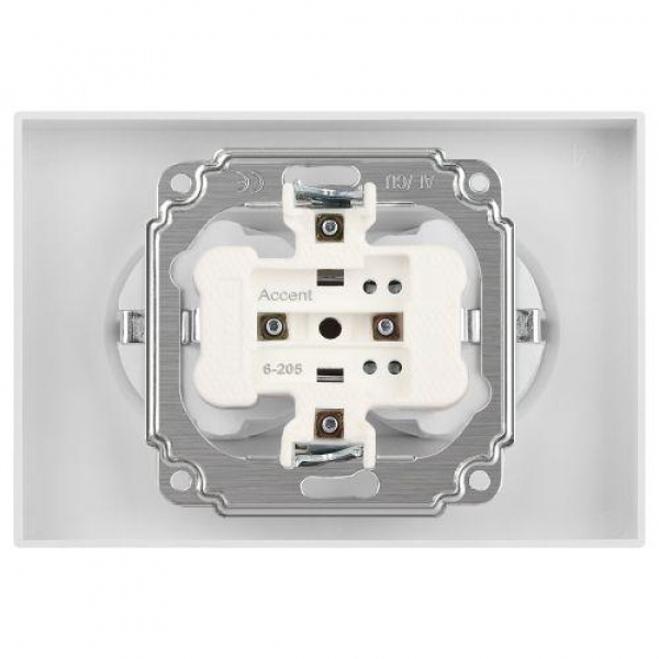Розетка 2-м СП Accent 6-205-01М 16А IP20 250В 2P+E Schuko AL/CU бел. матов. Intro Б0063487 ТехноИмпульс