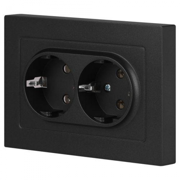Розетка 2-м СП Accent 6-205-05 16А IP20 250В 2P+E Schuko AL/CU антрацит Intro Б0063494 ТехноИмпульс