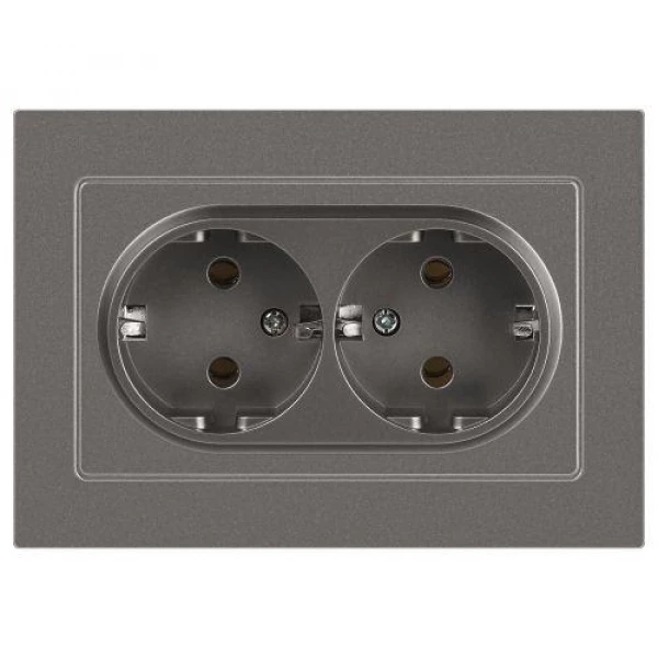 Розетка 2-м СП Accent 6-205-09 16А IP20 250В 2P+E Schuko AL/CU титан Intro Б0063500 ТехноИмпульс