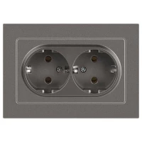 Розетка 2-м СП Accent 6-205-09 16А IP20 250В 2P+E Schuko AL/CU титан Intro Б0063500 ТехноИмпульс
