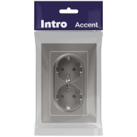Розетка 2-м СП Accent 6-205-09 16А IP20 250В 2P+E Schuko AL/CU титан Intro Б0063500 ТехноИмпульс