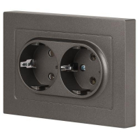 Розетка 2-м СП Accent 6-205-09 16А IP20 250В 2P+E Schuko AL/CU титан Intro Б0063500 ТехноИмпульс